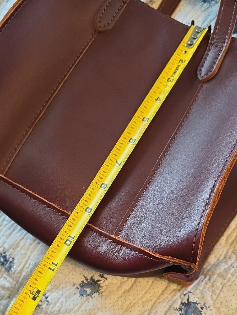 Portland Leather Brown Leather Lola Crossbody Tote with Top Handles - Picture 8 of 9